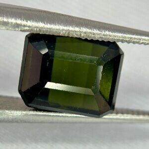 Natural Green Tourmaline 2.87 Ct Emerald Cut Step Cut Certified Loose Gemstone